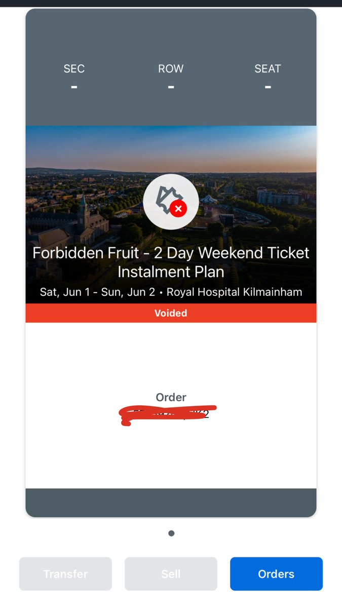 Mollybr_x's tweet photo. @TicketmasterIre I paid my three instalments for my Forbidden Fruit weekend ticket and it’s telling me my ticket is voided? Any help would be great ! https://t.co/8jL3i1Ht1U