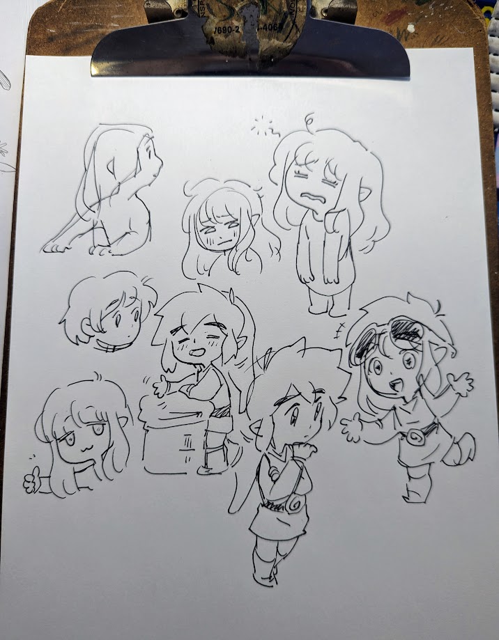 Felt like drawing cute stuff for a few mins today (WindWaker Link is a staple of mine lmao)