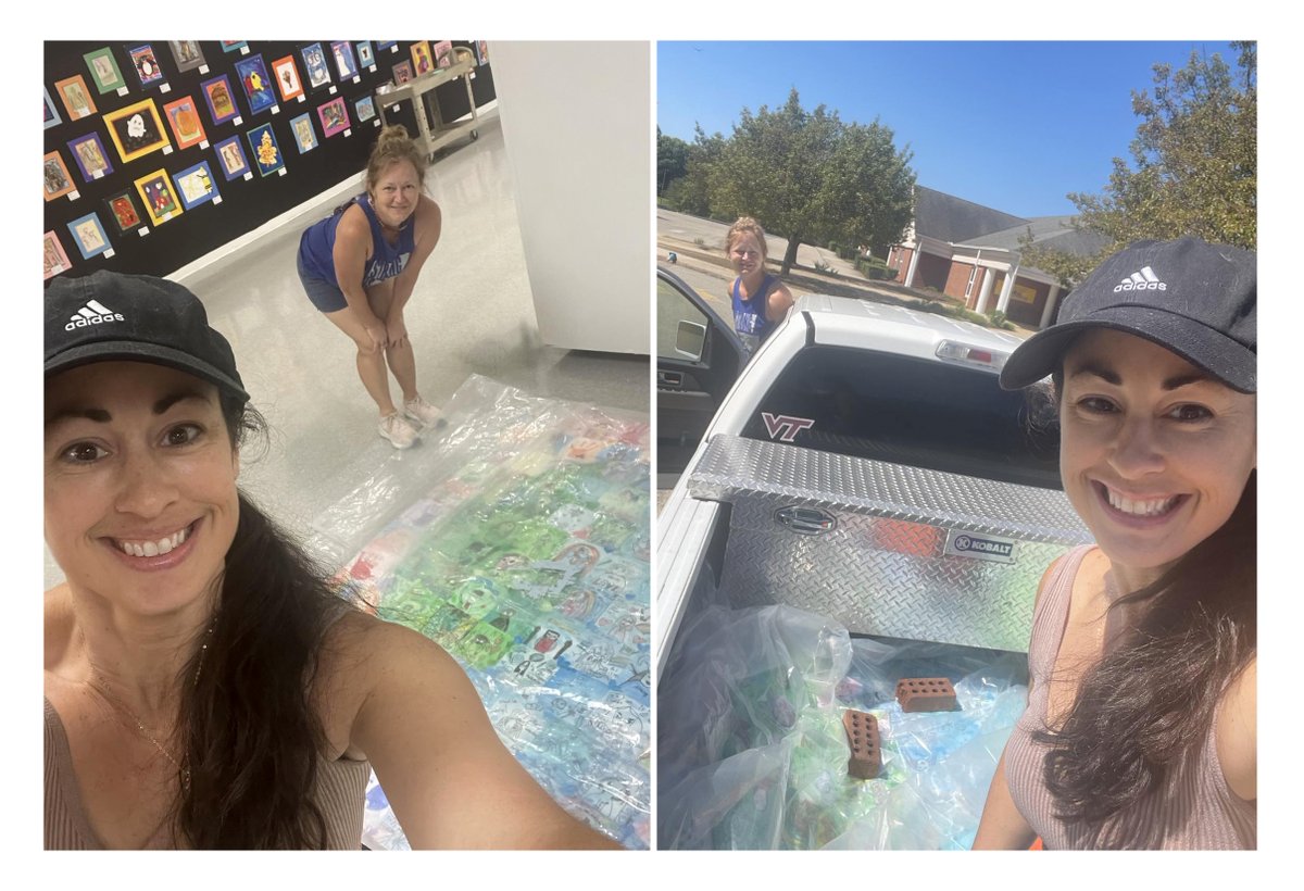 MrsOArtStudio's tweet image. Thankful for teacher friends that will stop everything they are doing to help you when you are in a bind! Mission accomplished; artwork successfully delivered and in one piece! 😅😮‍💨 @PEwithMsGG
#missionacomplished #tryeverything 
#teacherfriends #TGIF