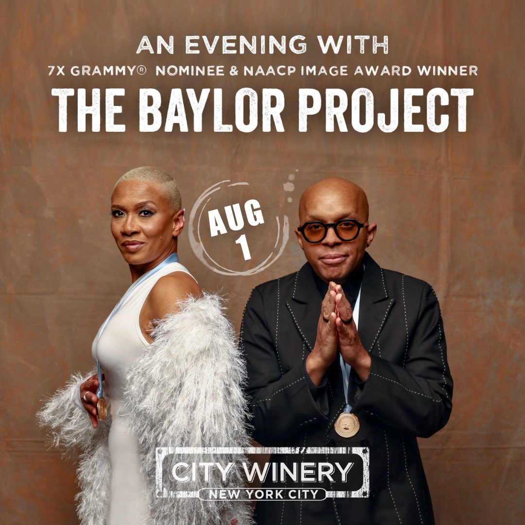 ✨NEW SUMMER DATE ADDED!! 
🗣️“NEW YORK CITY”, (AUGUST 1ST)!!
We are making our @CityWineryNYC debut! GET YOUR TICKETS, SPREAD THE WORD! 

SHOWTIME: 8PM
Get tickets at  
bit.ly/tbp-city-winer…

#TheBaylorProject 
#BeALight #7XGRAMMYNominee #NAACPImageAwardWinner 
#NewYorkCity