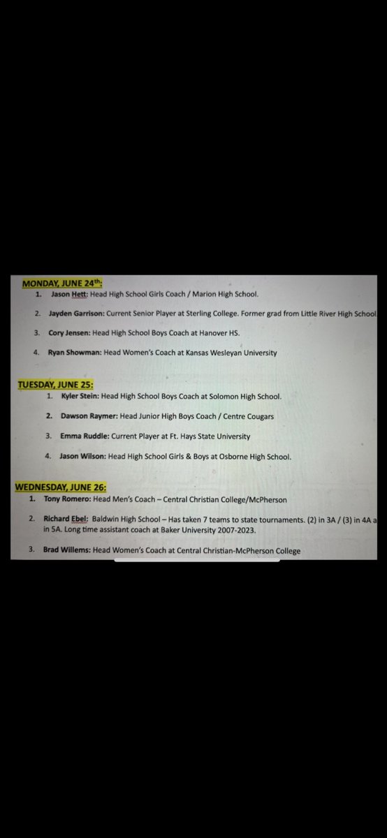 We have put together another outstanding coaching staff for our summer basketball camp at Canton-Galva HS June 24-27. Still have a few spots open to enroll. Need info contact
Coach O’Connor 
785-821-2064 / oconnorl@usd419.org