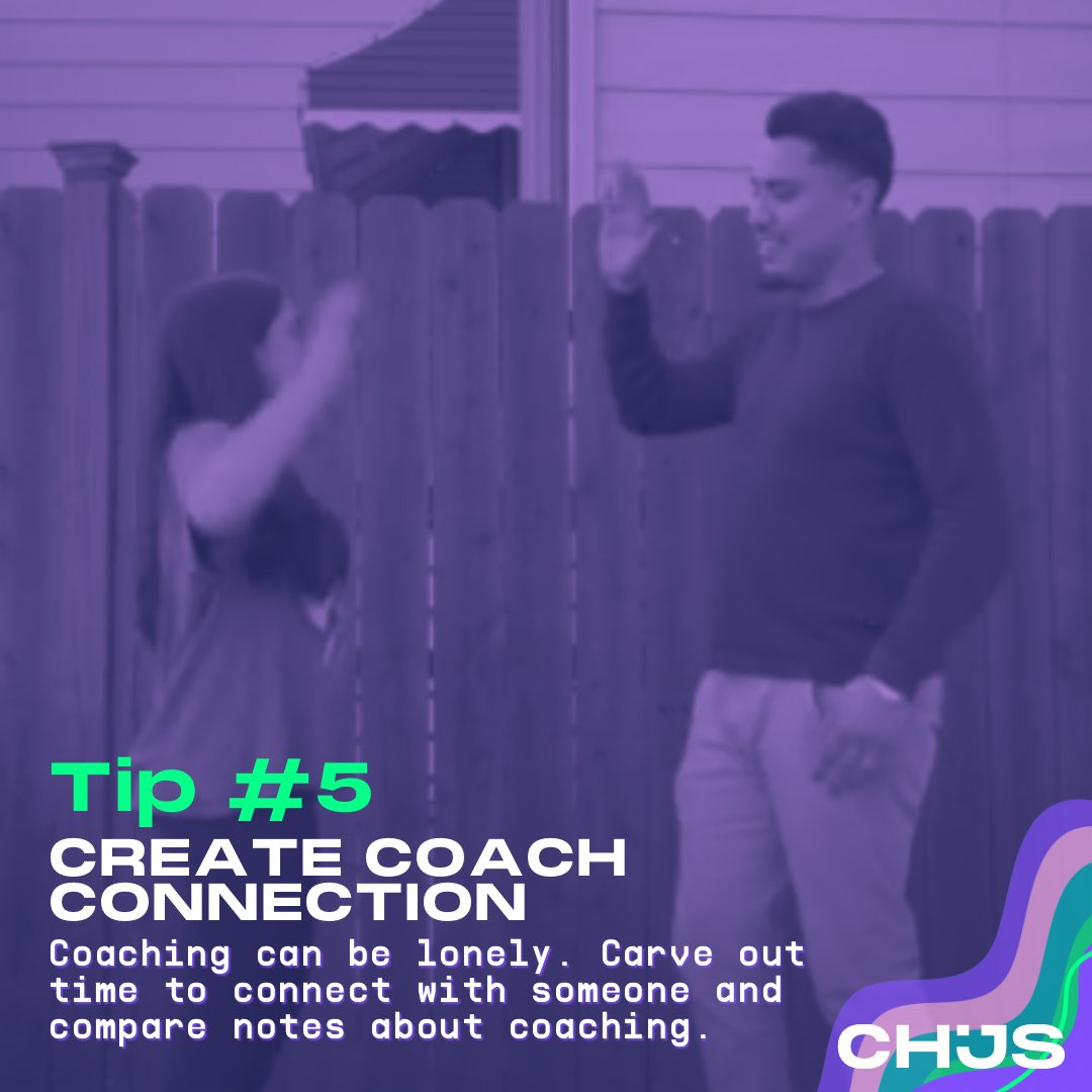 Mental Health Tip Number Five - Create Coach Connection. Coaching can be lonely. Carve out time to connect with someone and compare notes about coaching. Maybe make a handshake like this dynamic duo, CHJS Chicago Manager Ivan and his daughter - we see you!