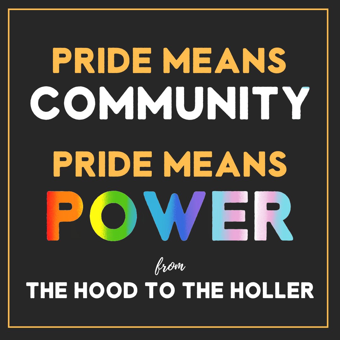 Queer people exist and deserve to exist all across our commonwealth. This Pride, Hood to the Holler is dedicated to building community power  everywhere we go. We protect ourselves and we protect each other. #hoodtotheholler #happypride