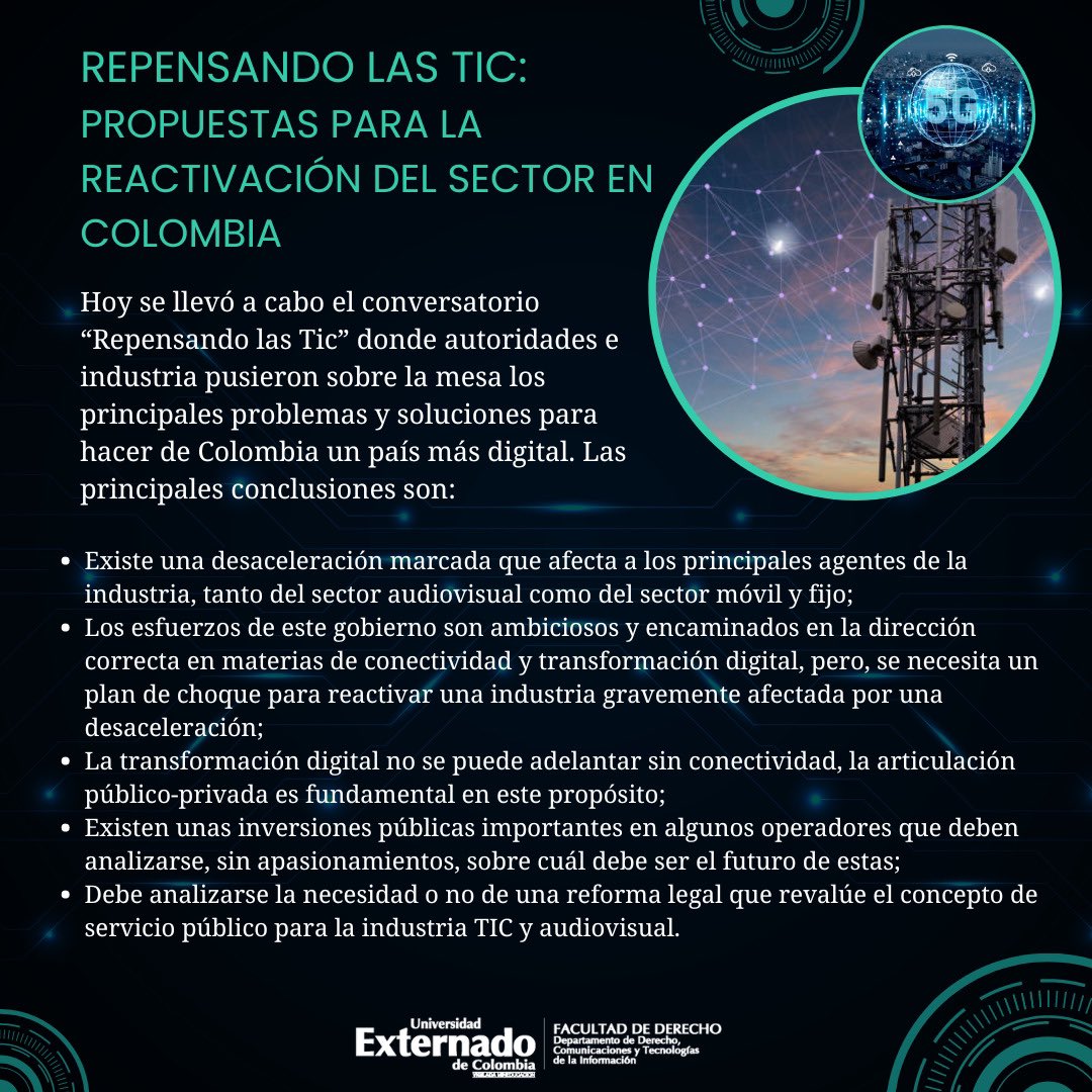 DerechoTIC_UEC's tweet photo. REPENSANDO LAS TIC:
PROPUESTAS PARA LA
REACTIVACIÓN DEL SECTOR EN
COLOMBIA, principales conclusiones
Gracias a Edgar Gonzalez @JuradoGabriel_ @GaleMallol @ane @JaimePlazaF @felipenunezf @Andesco1 CCCE @asomedios @jhpelaez @CiroARodriguezP @deluque Diego Caicedo @sergiommedina https://t.co/sPcTModHGl