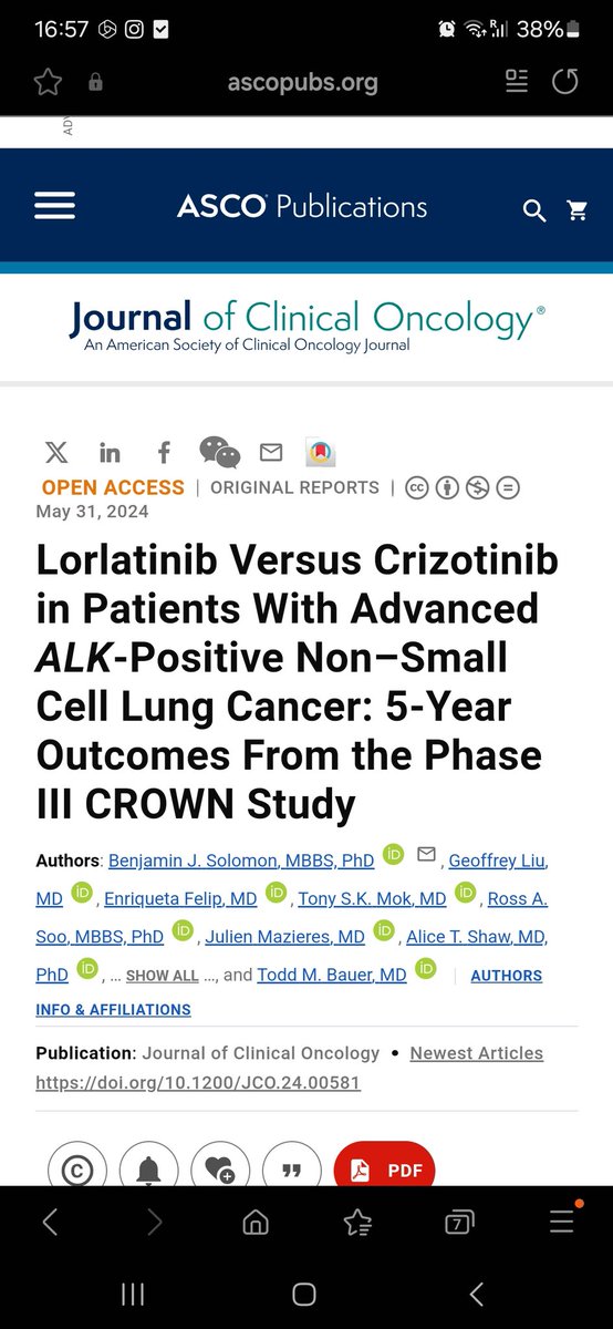 Helenro77's tweet photo. Hoy se ha presentado en @ASCO los resultados del Estudio CROWN, lorlatinib vs crizotinib en CPNM avanzado, con una mPFS para lorlatinib no alcanzada despues de 5 años de seguimiento
#ASCO24SEFH
#ASCO2024 https://t.co/xuVFqb2T0n