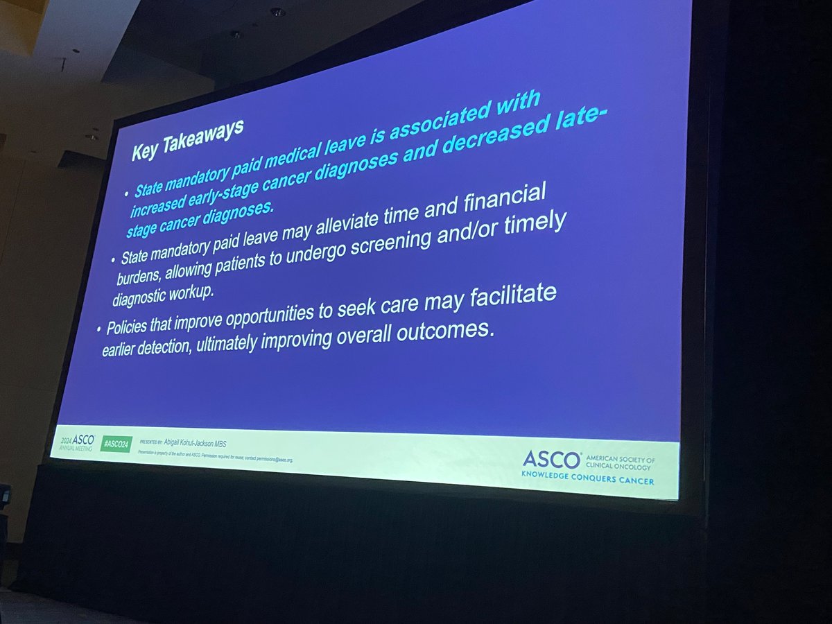 Justin M. Barnes (@barnes_j_m) on Twitter photo Student Dr <a href="/Abby_KJ/">Abby Kohut-Jackson</a> Kohut-Jackson presenting data demonstrating that state policies mandating paid medical leave are associated with improved stage at diagnosis and survival!
#ASCO24
An unparalleled <a href="/ASCO/">ASCO</a> debut with a SUPERB oral presentation! Congrats to a rising ⭐️!! Student Dr <a href="/Abby_KJ/">Abby Kohut-Jackson</a> Kohut-Jackson presenting data demonstrating that state policies mandating paid medical leave are associated with improved stage at diagnosis and survival!
#ASCO24
An unparalleled <a href="/ASCO/">ASCO</a> debut with a SUPERB oral presentation! Congrats to a rising ⭐️!!