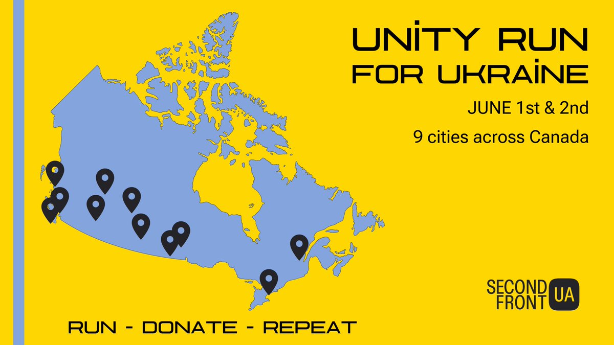 UNITY RUN FOR UKRAINE 💛🏃🏽‍♀️ across Canada! 🇨🇦 Join us in 2024 to raise awareness and funds for Ukraine's Armed Forces. Let's unite for a great cause! 🇺🇦 #UnityRun #SupportUkraine

linktr.ee/secondfrontua