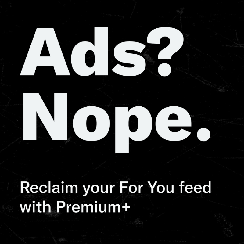 Subscriptions's tweet photo. Subscribe to Premium+ to go ad-free in For You.

https://t.co/APTO1t7kMk