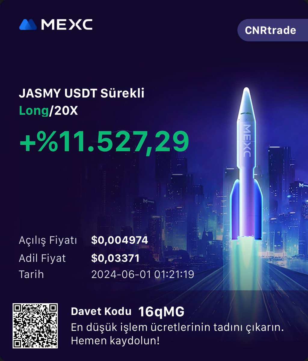 #JASMY long an itibari ile 115X 🤩

100X hedef vermiştim. Fazlasıyla geldi. 

Sözümü unutmadım her kâr alımında hediye dağıttım. Şimdi de hediyeler kişi başı 100$ oldu. 

Hiç kâr çekmeseymişiz 10 bin tl an itibari ile 1.1 milyon oluyordu 🥲

Beğen,Rt le 👇🏻