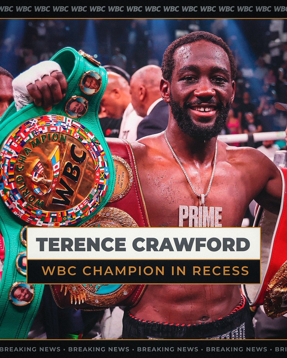 El CMB declara a Terence Crawford campeón en receso en peso Welter. Crawford ha dicho que retará por el título súper welter de la AMB y buscará una pelea en contra de Canelo. 
#Boxeo #NoticiasBoxeo #BoxingStuds #TerenceCrawford #Canelo