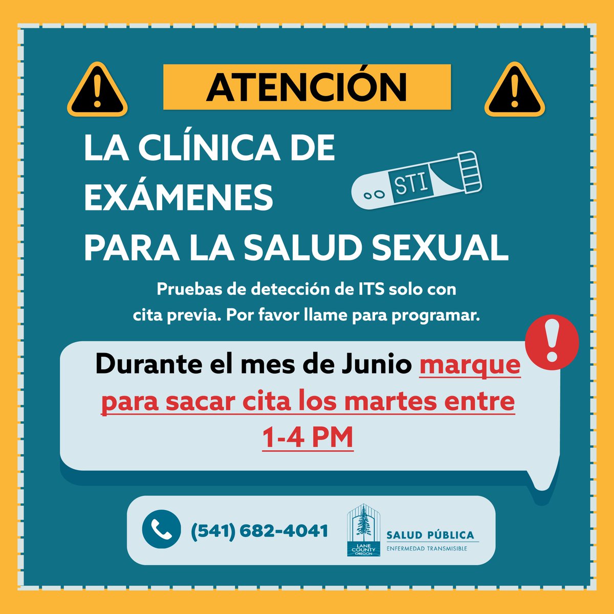 📅 For the entire month of June, the Just Checking Clinic (STI Testing) will be operating on an APPOINTMENT ONLY basis.
Schedule your appointment for May by calling 541-682-4041(“¡Hablamos Español!)
---
#JustCheckingClinic #STItesting #AppointmentOnly #HealthFirst #BookNow