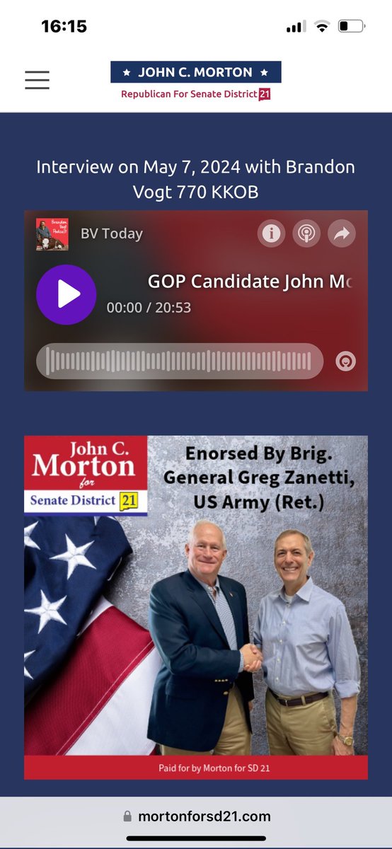 mortonfornm's tweet photo. Thank you,  Big. Gen. Greg Zanetti,  for your endorsement! https://t.co/idbO1WG2Lv