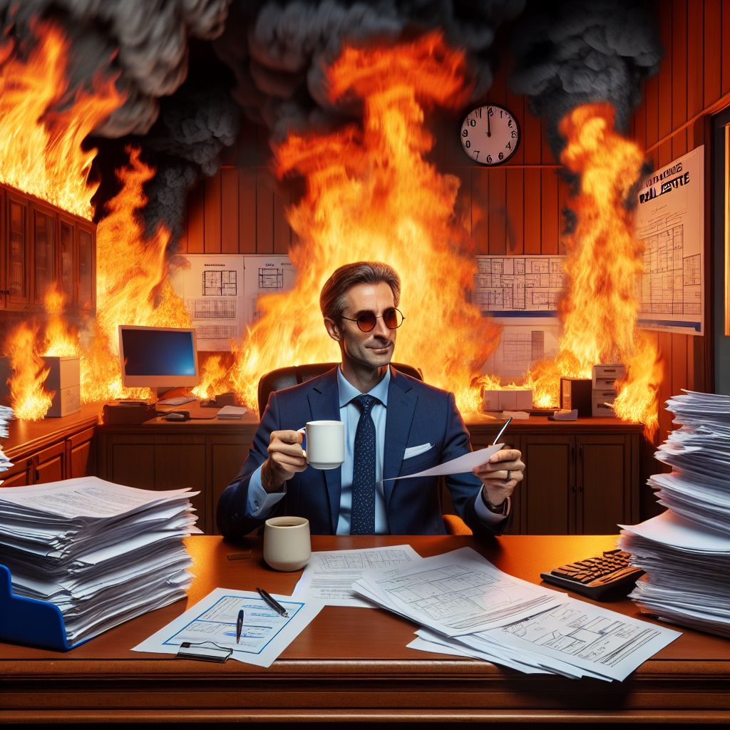 Current situation of the real estate market: "This is fine. Just another day in the world of real estate! #realestate #thisisfine"
  
2. When a client asks for the impossible: "When your client wants a mansion on a budget... This is fine. #realtorlife #thisisfine"

3. Dealing wit