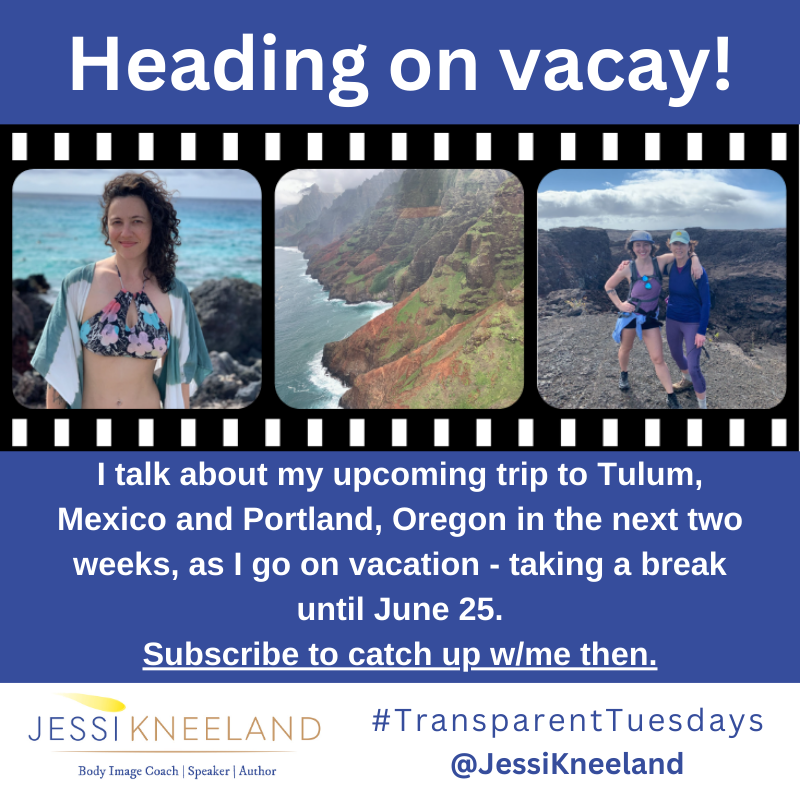 jessikneeland's tweet image. I'm heading on vacation until June 25. I talk about my upcoming and past trips on the next #TransparentTuesday.

📩 Subscribe to catch up with me then.
Emails are sent every Tues. @ 7 AM ET.
🔗 tinyurl.com/mr2tznb9

#bodyneutrality #bodyimage #bodypositivity #bodyimagecoach
