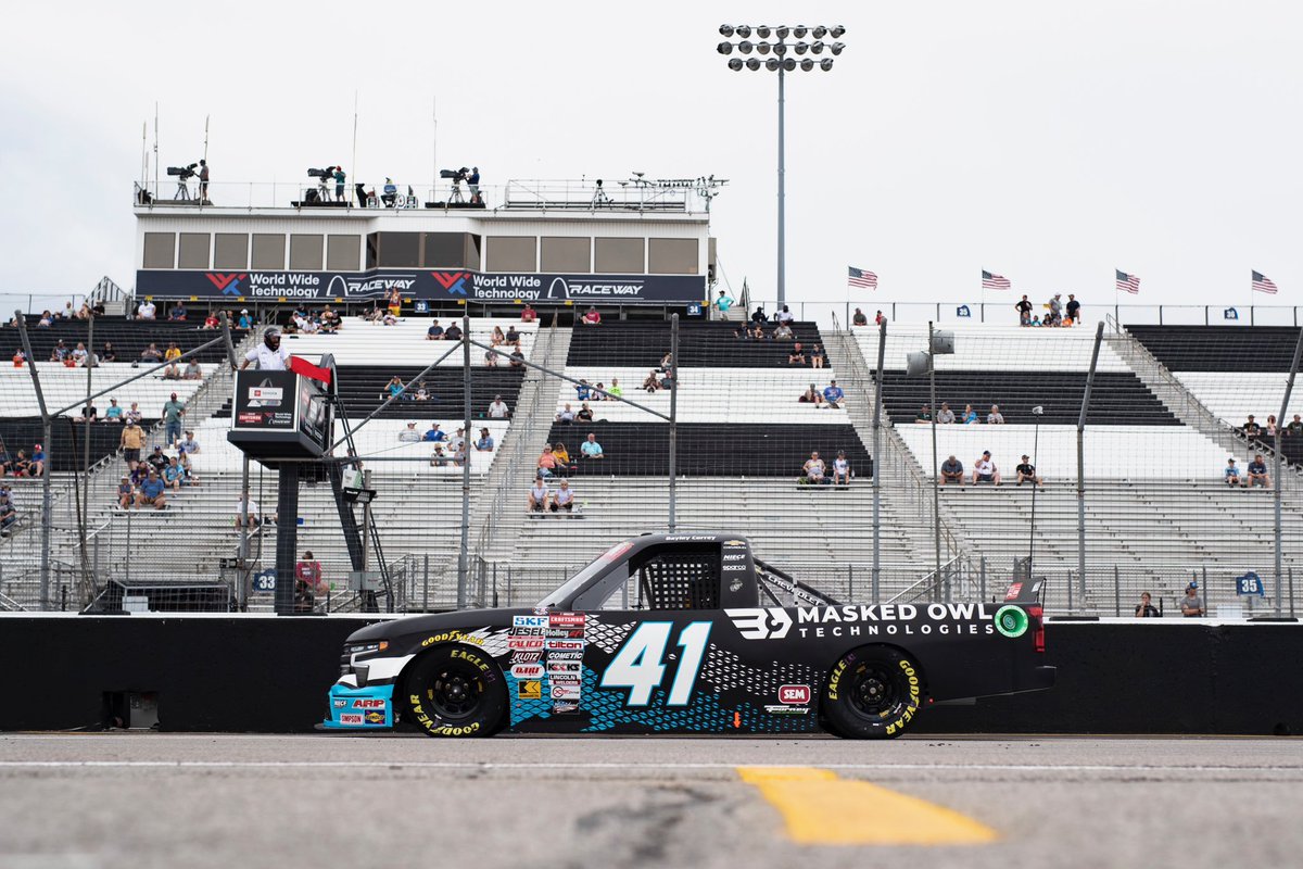 The No. 41 DQS Solutions & Staffing Chevy puts up a 33.525 second lap in qualifying. @BayleyCurrey is currently P9. #PressTheAttack | #TeamChevy
