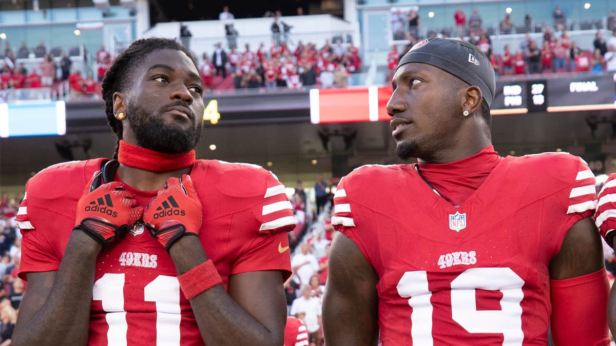 nflrums's tweet photo. The Pittsburgh Steelers are believed to land either 49ers Deebo Samuel or Brandon Aiyuk after June 1st says an NFL insider. https://t.co/FNJxDfiP6k