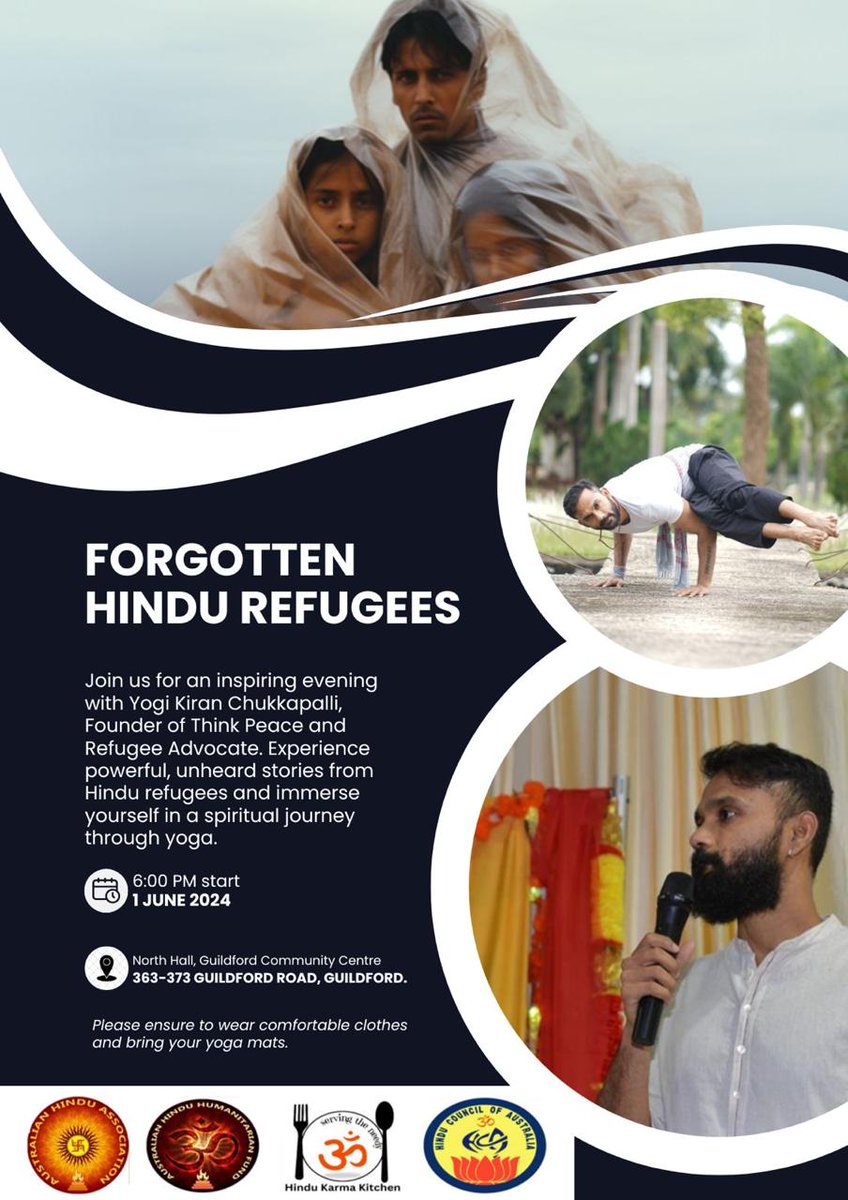Himalayan Yogi and refugee advocate @chukkapalli17  will be meeting Sydney Hindus today at Guildford Community Centre from 6pm onwards.