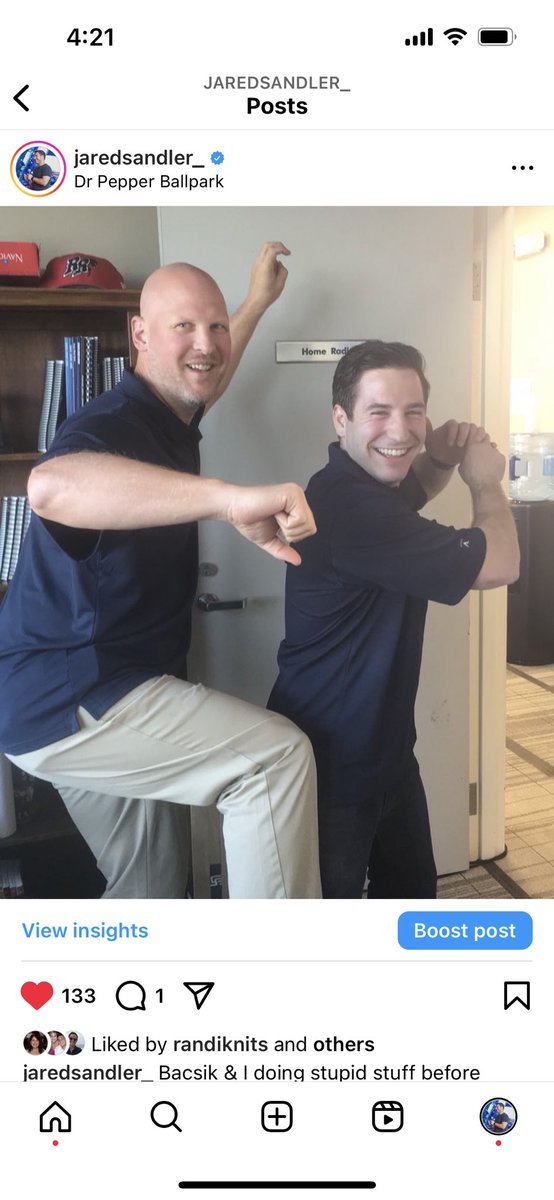 Years ago @MikeBacsik and I called some @RidersBaseball games. We recreated one of our pregame pics!