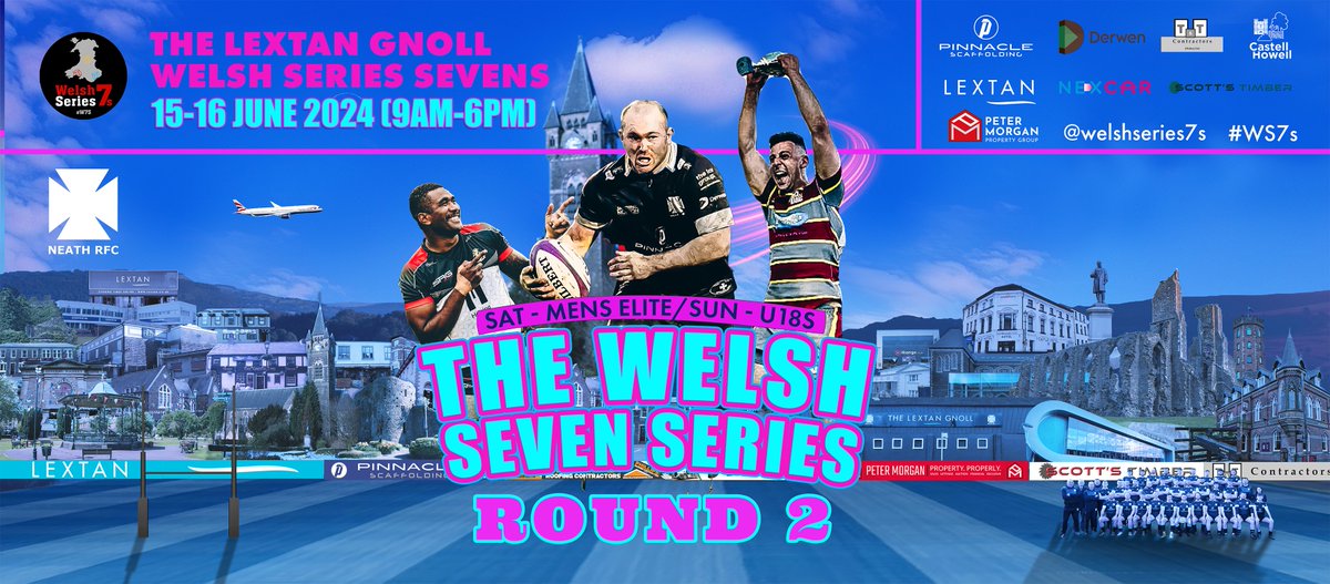 We proudly host Round 2 of the Heart of Wales Sevens at The Lextan Gnoll! Join us for an exciting weekend of rugby action. And yes, Neath RFC are entering! 🖤💛

🗓 Saturday 15th - Mens' Elite 
🗓 Sunday 16th June - Under 18s
⏰ Gates open at 8am 
tickets: neathrfc.com/tickets