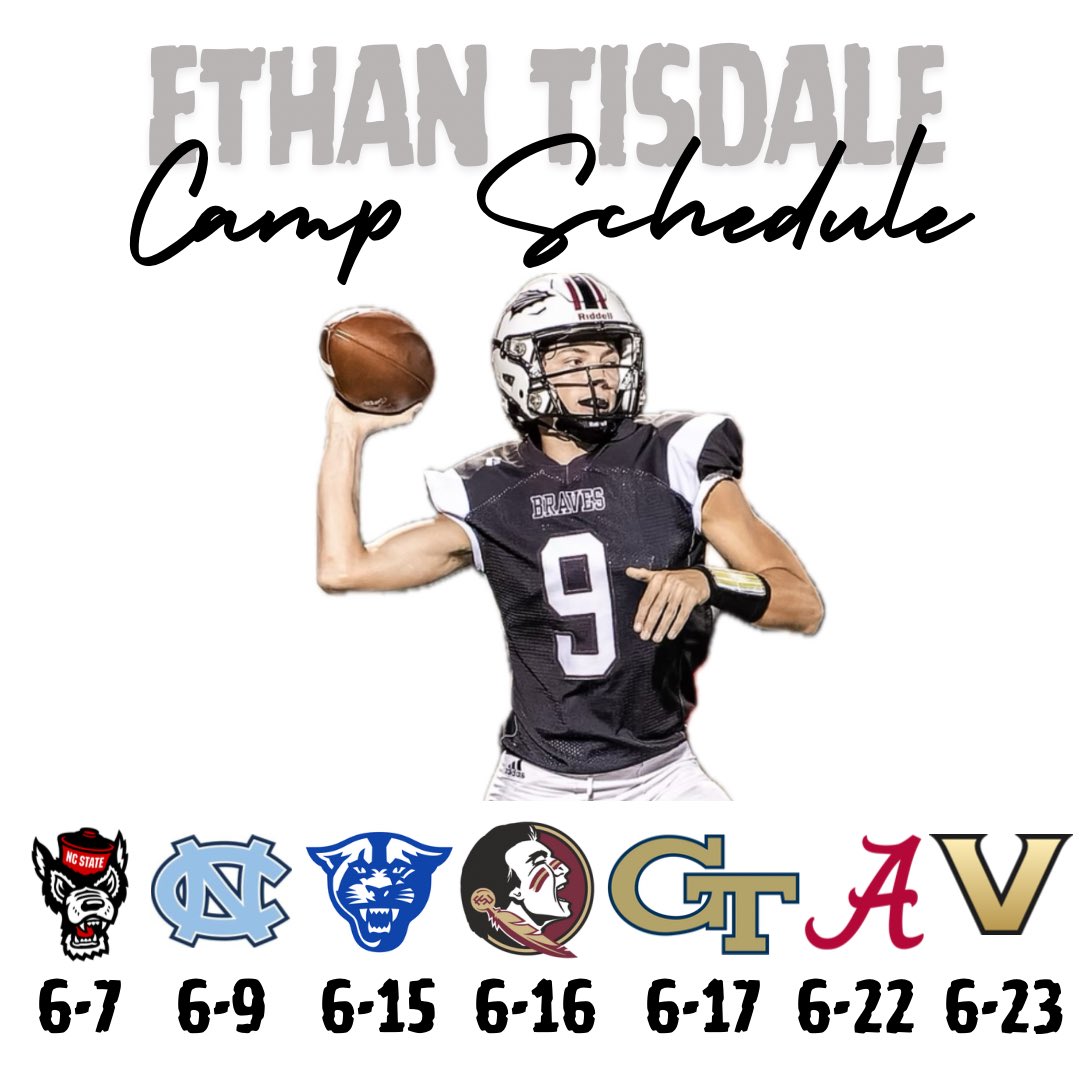‘24 camp schedule. Thankful for the invites and opportunities. #LetsWork @HeardBraves @247Sports @One11Recruiting @On3Recruits @NwGaFootball @RecruitGa @NEGARecruits @HSM_WestGA @GAVarsityRivals @GradickSports @VisionQb @JRRevere9 @QBUniverseQBU @QBHitList