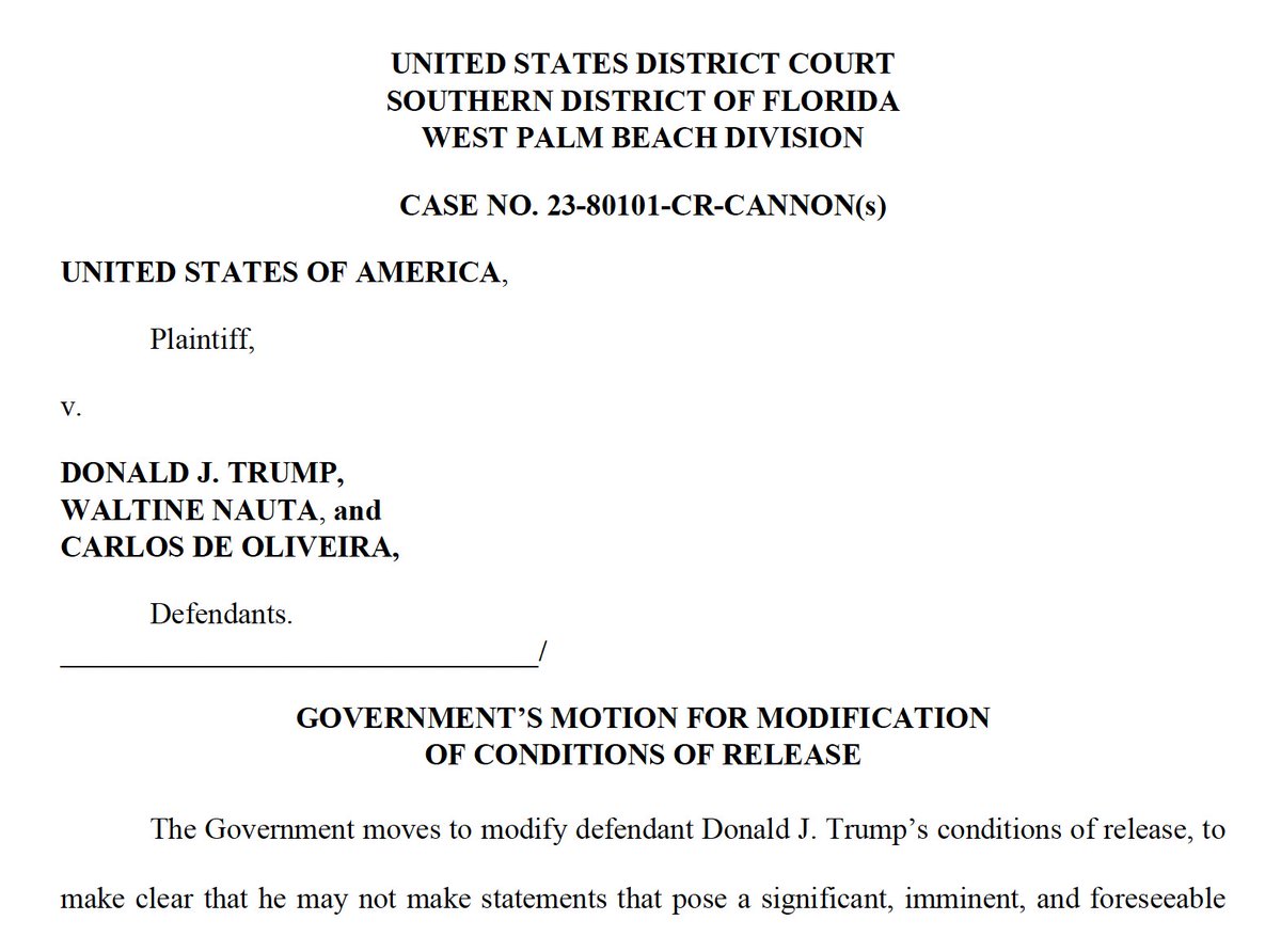 Special counsel has refiled its motion asking Judge Cannon to impose a gag order (in effect) to stop Trump from lying about FBI having authorized agents to use 'lethal force' against him during search of Mar-a-Lago. bit.ly/3R9FugP