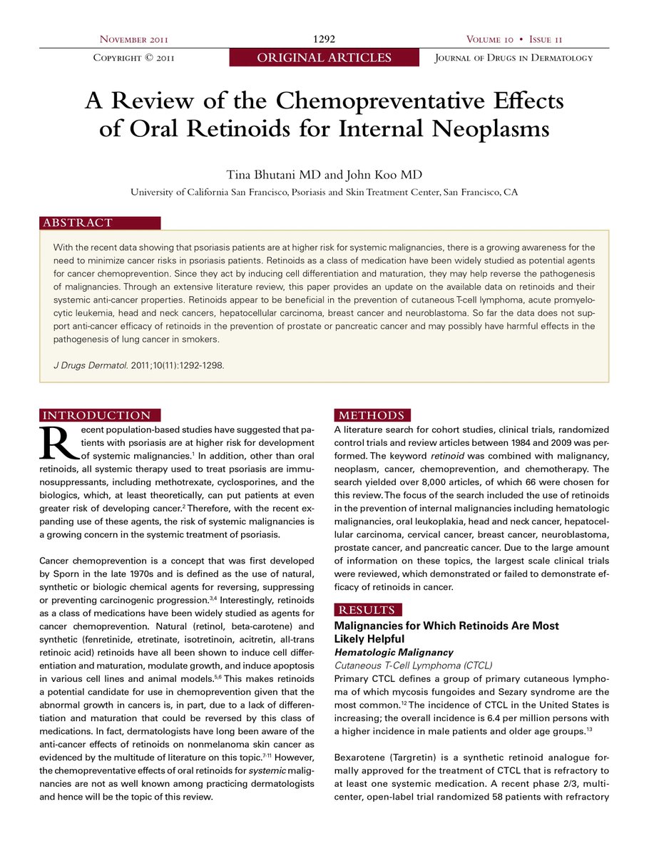 A review of the chemopreventative effects of oral retinoids for internal neoplasms dlvr.it/T7gZdG