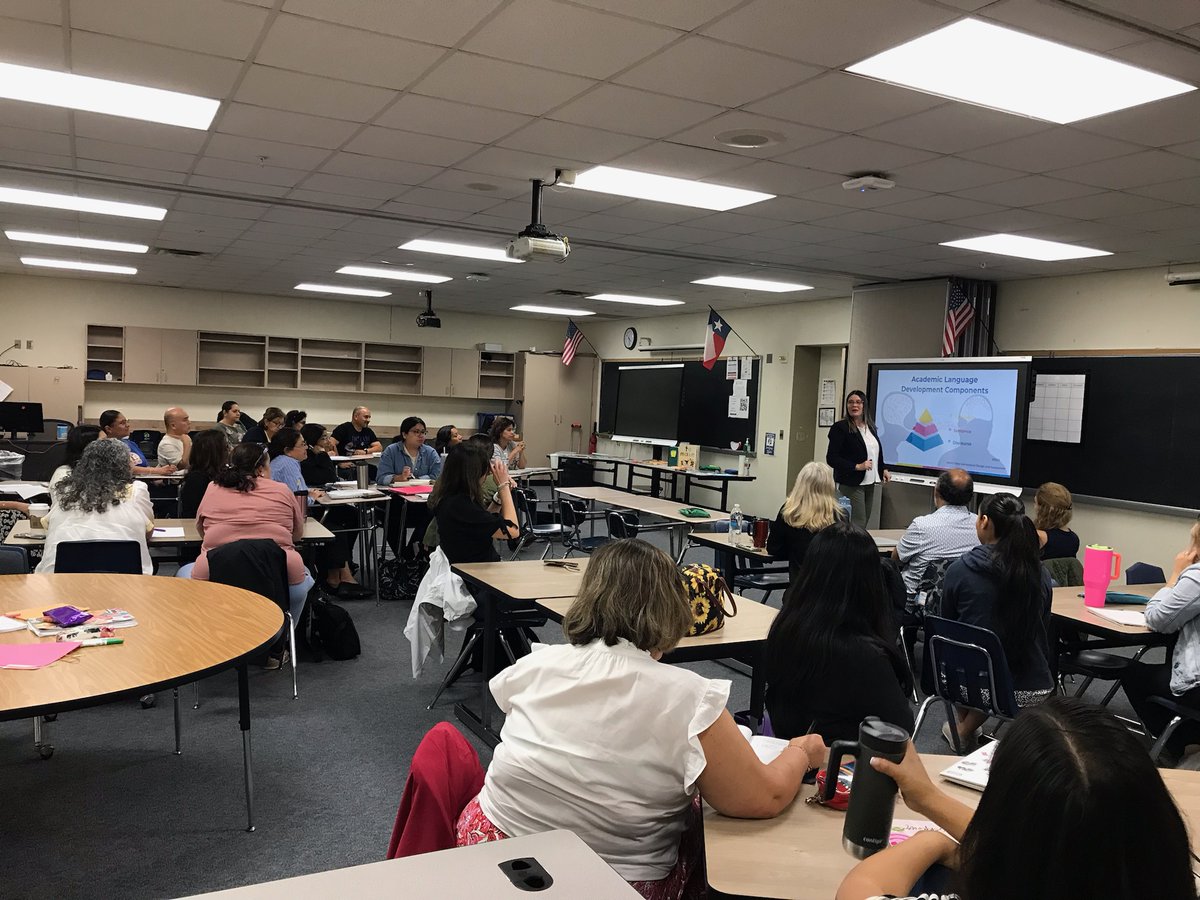 Day one of summer PD in the books. Doing what we love: Growing our Bilingual Program teachers and students 🫶❤️ Thank you to our special guests <a href="/vivianrpratts1/">Vivian Pratts, Ed.D.</a> and <a href="/OmalyIsaaccura/">Omaly Isaaccura</a>!
<a href="/FBISD_MSD/">FBISD Multilingual Programs</a> #FbisdBilingual