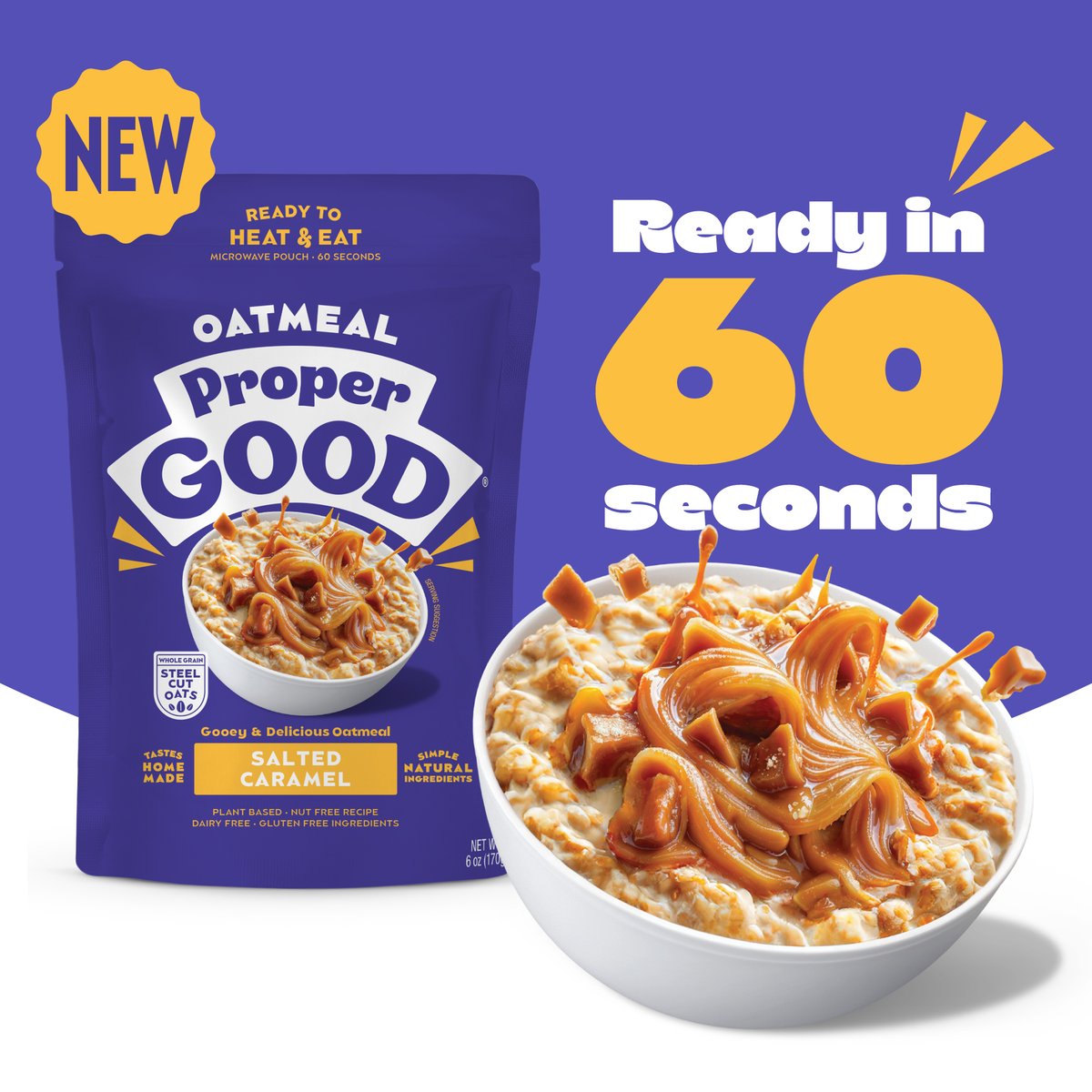 NEW Oatmeal: Salted Caramel 🤤 Tasty breakfast ready in just 60 seconds!