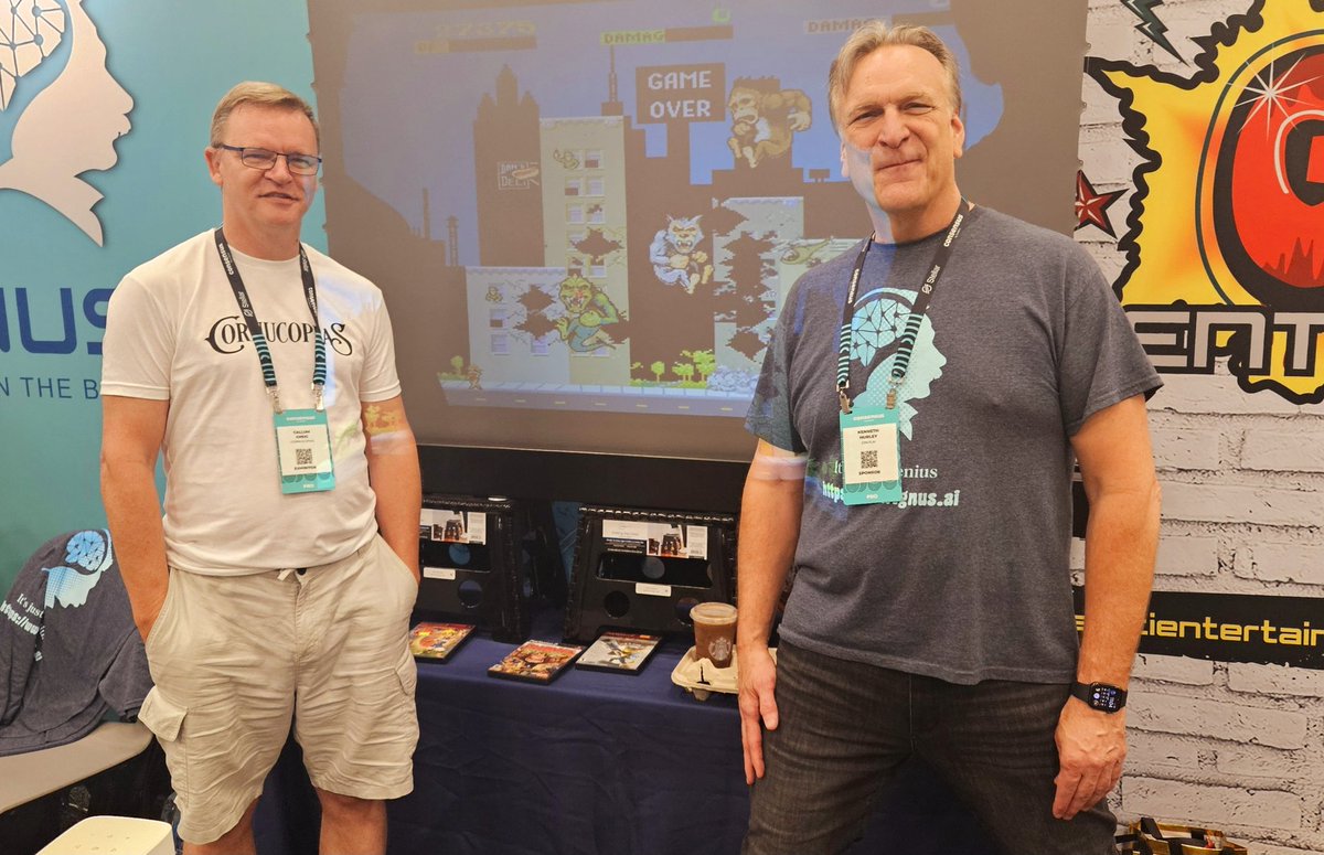 RobGreig3's tweet image. What an amazing final Day at #Consensus2024,  we connected with so many people, including.. 🌽 

One of the original Founders of Star Citizen who was very impressed with #CornucopiasGame 

The founders of #OracleCharli3 and #ApexFusion .. 🚀 

Kenneth Hurley, the legendary