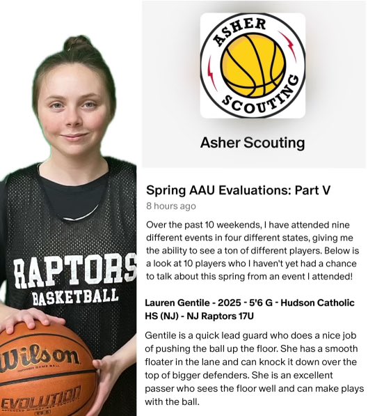 NJ Raptors Basketball (@raptors_nj) on Twitter photo Thank you <a href="/AsherScouting/">Asher Scouting</a> for highlighting one of our NJ Raptors players Lauren Gentile (<a href="/LaurenGentile17/">Lauren Gentile</a>) Thank you <a href="/AsherScouting/">Asher Scouting</a> for highlighting one of our NJ Raptors players Lauren Gentile (<a href="/LaurenGentile17/">Lauren Gentile</a>)