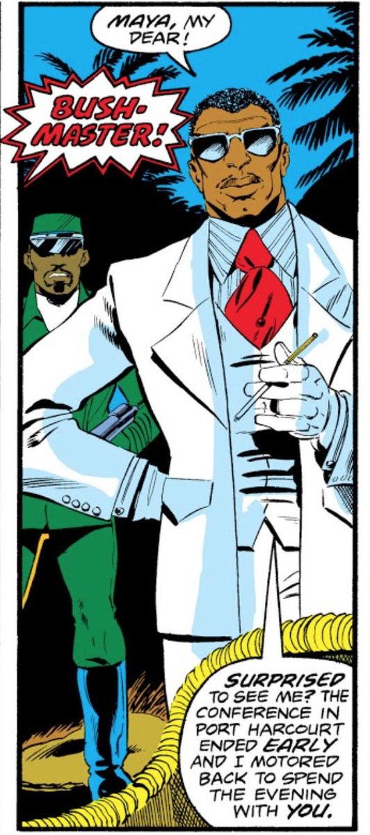 On #ThisDayInSupervillainHistory 
47 years ago, the crime boss known as Bushmaster made his debut in Iron Fist #15.  The target of Misty Knight's undercover operation, his quest for power would lead him to his own explosive demise.