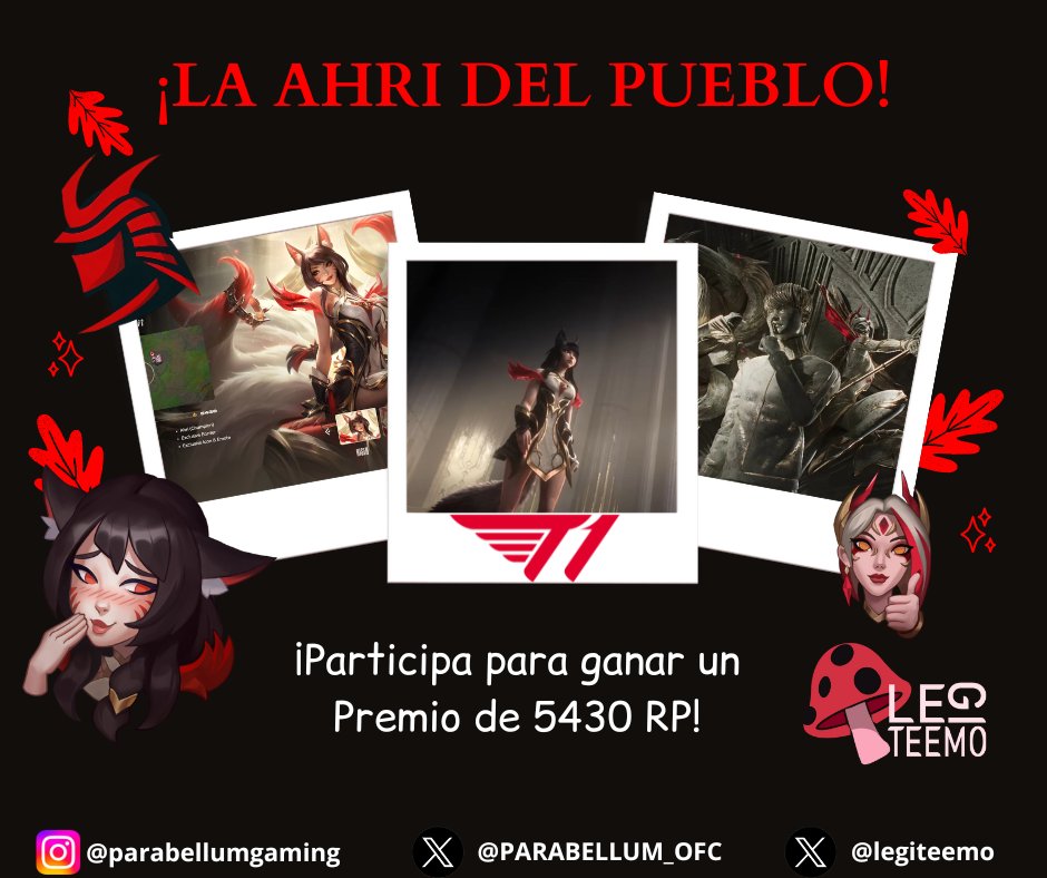 legiteemo's tweet image. #Sorteo Ahri Faker  #permabanahri 

Participas:
★RT + ❤️
★Sígueme y a @PARABELLUM_OFC
★Comenta: Ban Ahri xd 🍄
★Tag al lolero o la lolera más hermoso/a que conozcan 😒

#suerte 
De nada por las wins :3 🍄
Termina 15
Resultados 16 Junio

#teemo #legiteemo 
#leagueoflegends