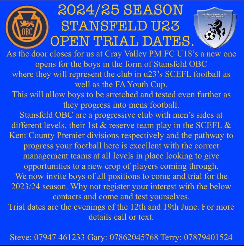 <a href="/Ax1Steve/">SteveAx1</a> <a href="/GaryPlant14/">Gary Plant</a> <a href="/butler_scotty/">Scott Butler</a> <a href="/RileyBu67786437/">Riley Butler</a> <a href="/c4fstuart/">Stuart Garcia</a> <a href="/StansfeldFC/">Stansfeld FC</a> <a href="/CrayValleyPM/">Cray Valley (PM) FC</a> <a href="/SCEFLeague/">Presence & Co. SCEFL League</a> <a href="/KentYouthLeague/">KentYouthLeague</a> <a href="/KentFA/">Kent FA ⚽</a> <a href="/LondonFA/">London Football</a> <a href="/soccerelitefa/">Soccer Elite FA</a> <a href="/BillHutcho/">Bill Hutchins</a> <a href="/ChrisParr_6/">Chris Parr</a> <a href="/louisdean4/">Louis Dean</a> 👊🏻🔵🟡 All Likes &amp; retweets appreciated.