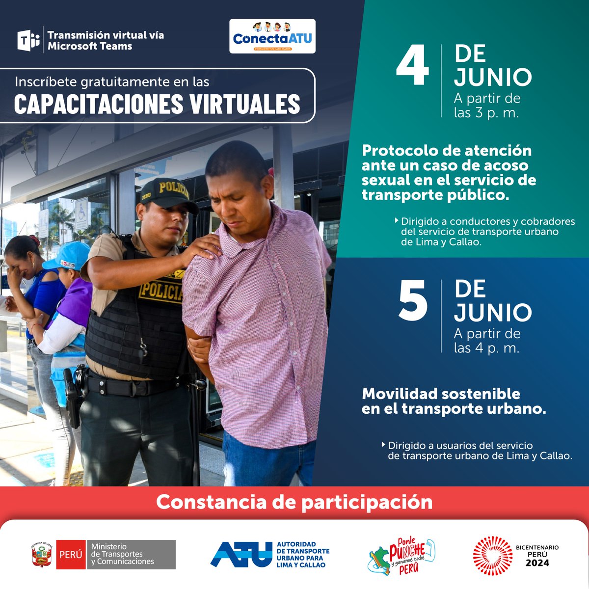 ATU_GobPeru's tweet photo. ¡Capacítate de manera gratuita!
📅⏰ Conoce los temas y horarios que traemos para ti, en el mes de junio. 
✅¡Regístrate en los siguientes links!
➡️ Tema 1: 4 de junio. 👉 https://t.co/ApyrvnFmsS
➡️ Tema 2: 5 de junio.👉 https://t.co/GdaBqW3eDV

📲¡Nos conectamos! https://t.co/TyjfuwbrsR
