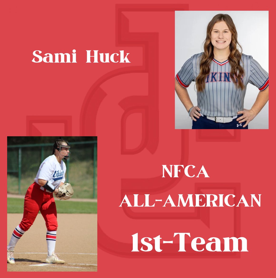 Jeffco_softball's tweet photo. Big congratulations to Sami Huck for receiving NFCA 1st team All-American and Alexi Sanchez for receiving NFCA 2nd team All-American honors!! #RollVikes https://t.co/lUawZEiV4y