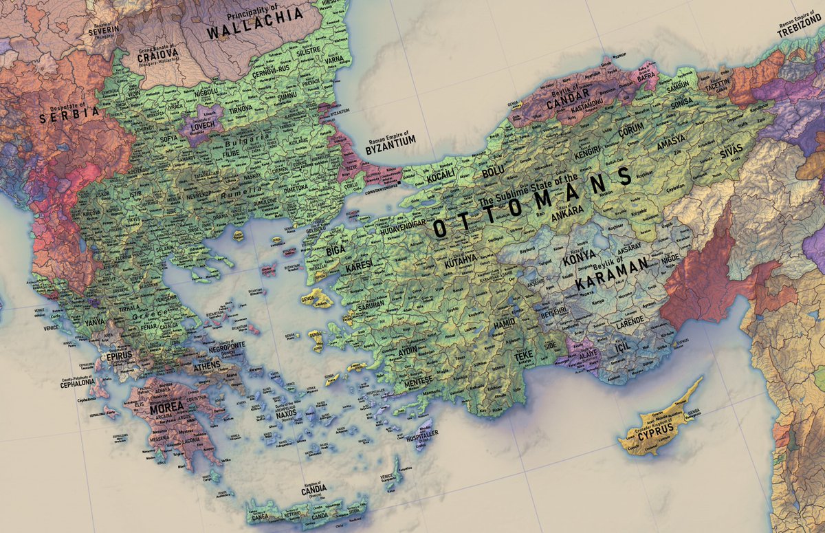 RRatkus's tweet image. labelling progress on the new 1444 europe map - iberia and ottoman lands