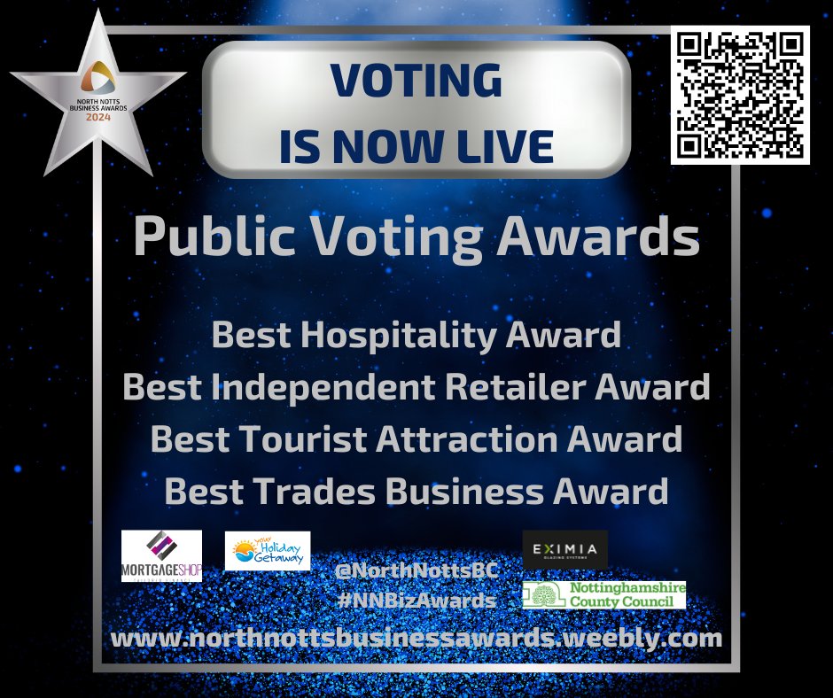 🚨 𝐏𝐮𝐛𝐥𝐢𝐜 𝐕𝐨𝐭𝐢𝐧𝐠 𝐈𝐬 𝐍𝐨𝐰 𝐋𝐢𝐯𝐞 🚨 The voting page for the Public Voting Awards for this year’s North Notts Business Awards is now live! Cast your votes for your favourite nominees in the four categories here: bit.ly/3JxJ7Je