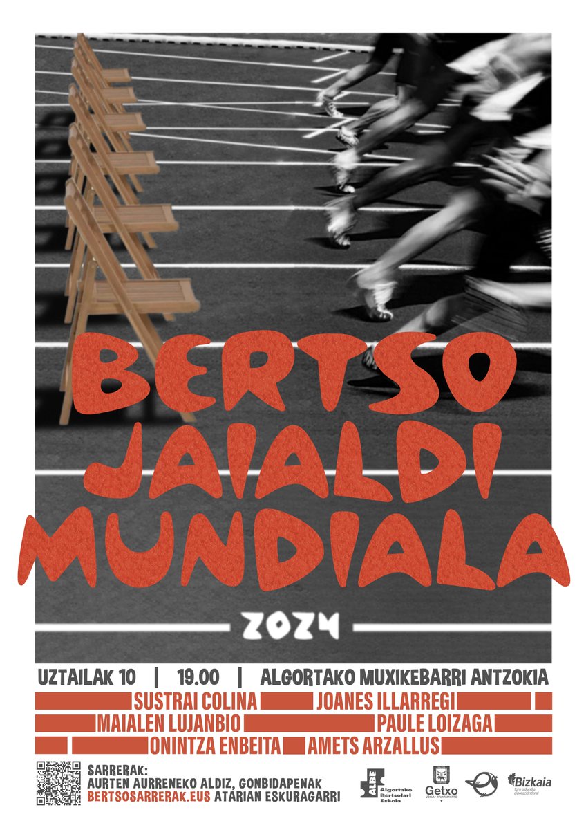 ALBE (@albertsolari) on Twitter photo Hemen da BERTSO JAIALDI MUNDIALAren 26. edizioa!
Uztailaren 10ean, Maialen Lujanbio, Amets Arzallus, Onintza Enbeita, Joanes Illarregi, Paule Loizaga eta Sustrai Colina kantuan. labur.eus/BJM2024
Gonbidapenak bertsosarrerak.eus atarian.
#bertsolaritza <a href="/BBertsozale/">Bizkaiko Bertsozale</a> Hemen da BERTSO JAIALDI MUNDIALAren 26. edizioa!
Uztailaren 10ean, Maialen Lujanbio, Amets Arzallus, Onintza Enbeita, Joanes Illarregi, Paule Loizaga eta Sustrai Colina kantuan. labur.eus/BJM2024
Gonbidapenak bertsosarrerak.eus atarian.
#bertsolaritza <a href="/BBertsozale/">Bizkaiko Bertsozale</a>