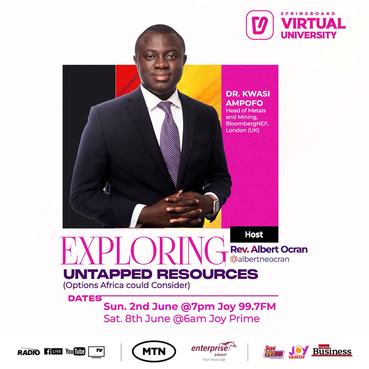 Is there a better way to unlock Africa’s potential for sustained development? Find out in our intriguing discussion with Dr. <a href="/kdampofo/">Kwasi Ampofo</a>  on "Options Africa Can Consider” on #Springboard, your #VirtualUniversity. This Sunday at 7 pm on Joy99.7FM and online.