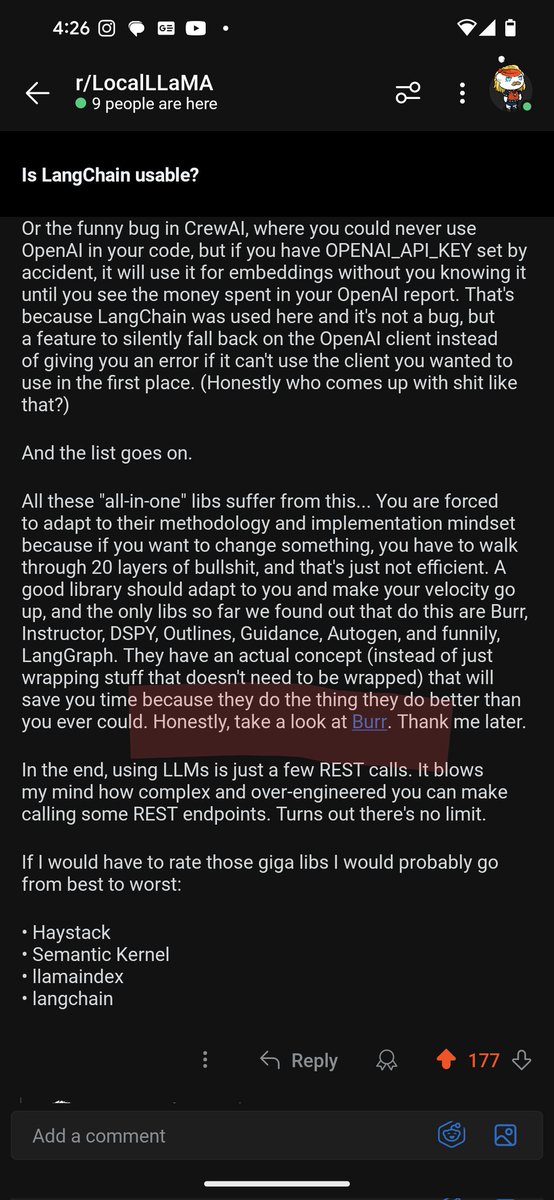 I don't know who this is but yay what an endorsement for our <a href="/DagWorks/">DAGWorks Inc. (YC W23)</a> #burr project!!
Whole thread here reddit.com/r/LocalLLaMA/s…