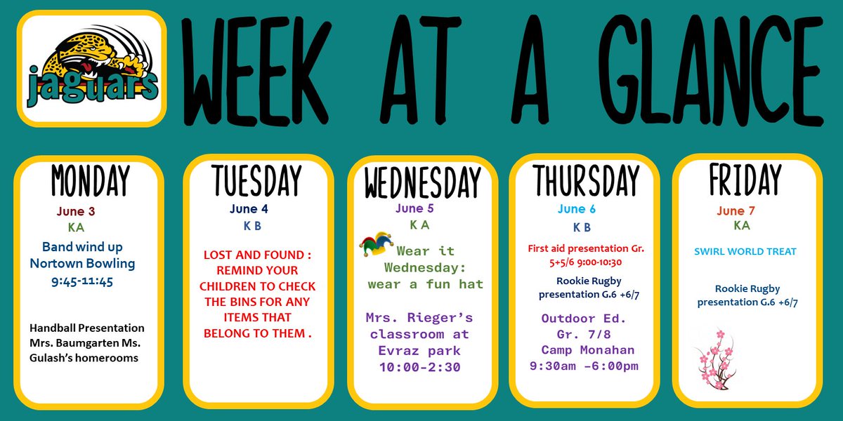 Week at a Glance - June 3rd - 7th