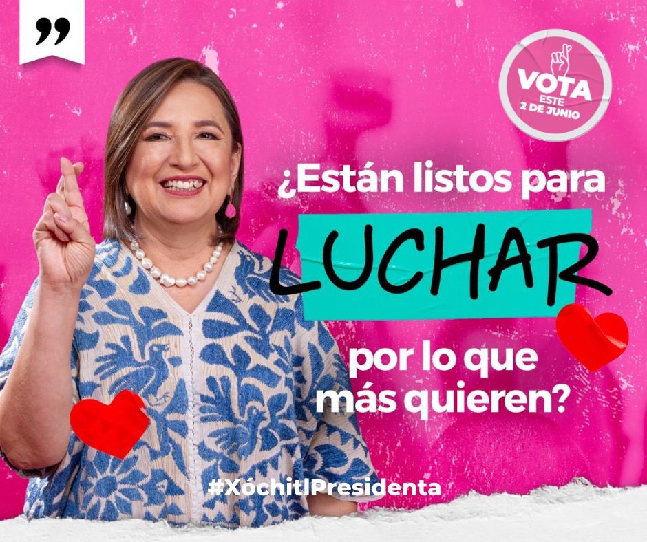 Sigue en segundo lugar este lindo hashtag  #XochitlGálvezPresidente24