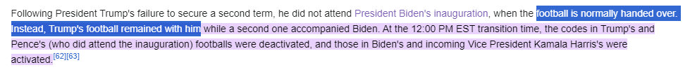 inspireTKK's tweet photo. @22_savage22 Easy to verify ... You can verify ... check all the President sworn in time ... all must be after noon (only 1 sitting President at a time). Check when biden sworn in ... before noon? Also, biden never got the nuke football https://t.co/8UgwVTEuD0
