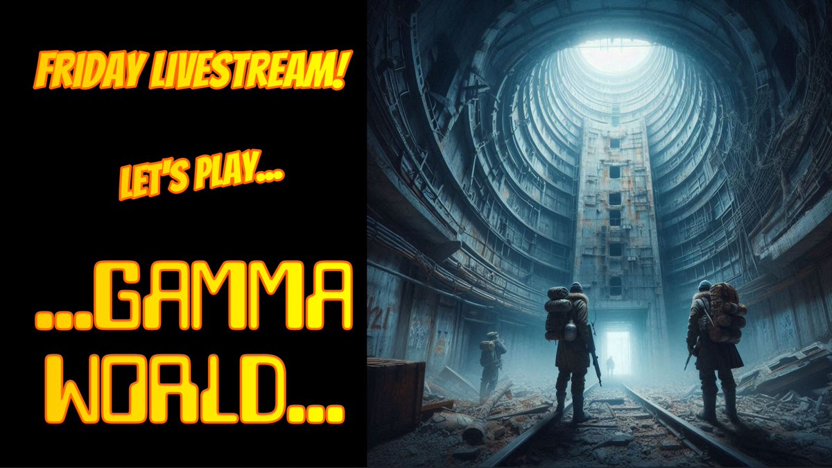 A_DungeonDelver's tweet photo. Feelin' better on a FRIDAY! Who's up for some GAMMA WORLD tonight? Link is in the comments!
#gammaworld #dnd #adnd #ttrpgs #dungeonsanddragons #advanceddungeonsanddragons #tabletoproleplayinggames #tabletopg
#livestream https://t.co/0k3QQzhoxH