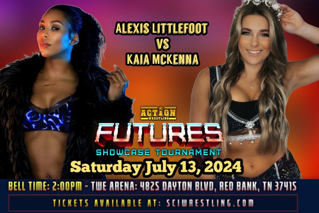 *Match Announcement* We are super excited to have @YungLittlefoot vs @KaiaMcK as a featured non-tournament match at the @WrestleACTION1 Futures Showcase Tournament event on Saturday July 13 at 2pm at the @TWE_Chattanooga arena! Get your $5 tickets and join us live!