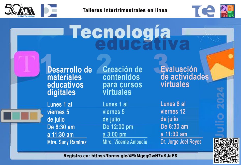 Talleres intertrimestrales para docentes en línea
.
▶️ Registro: forms.gle/4EkMqcgGwN7uKJ…
📧 Informes: envia3@correo.xoc.uam.mx
📍 Unidad Xochimilco
.
#SoyUAM #UAM50 #LíderEnConocimiento
<a href="/uamxoficial/">UAM Xochimilco</a>