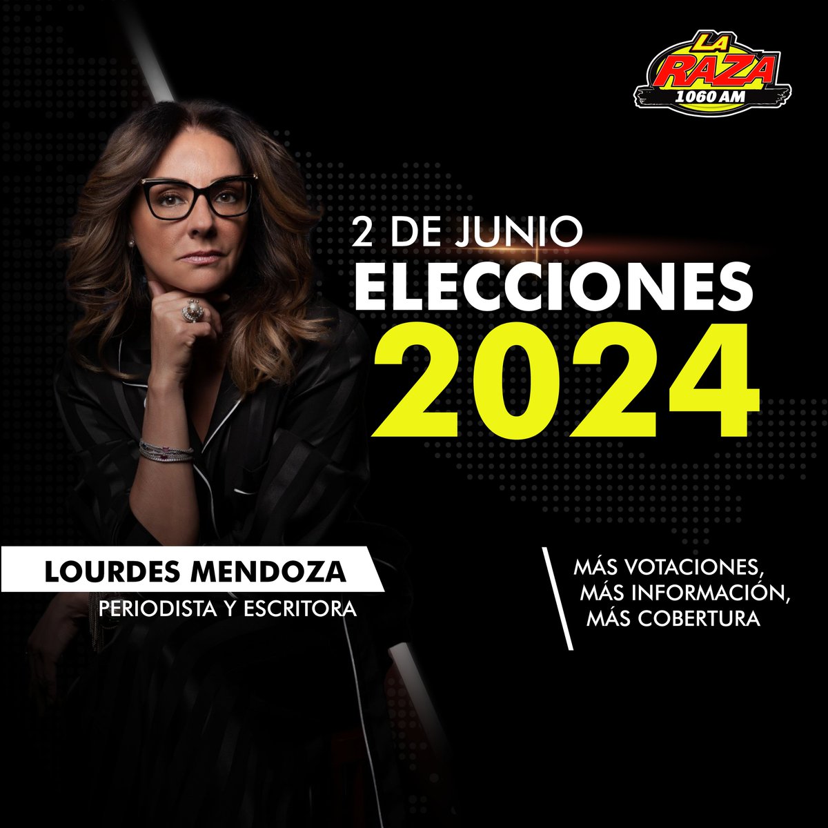Una periodista de una sola pieza, que ha trabajado en los más importantes medios del país, nos acompaña en esta #JornadaElectoral2024
Lourdes Mendoza será nuestra analista invitada. Escúchala este #2deJunio a las 8 am a través de La Raza 1060 am