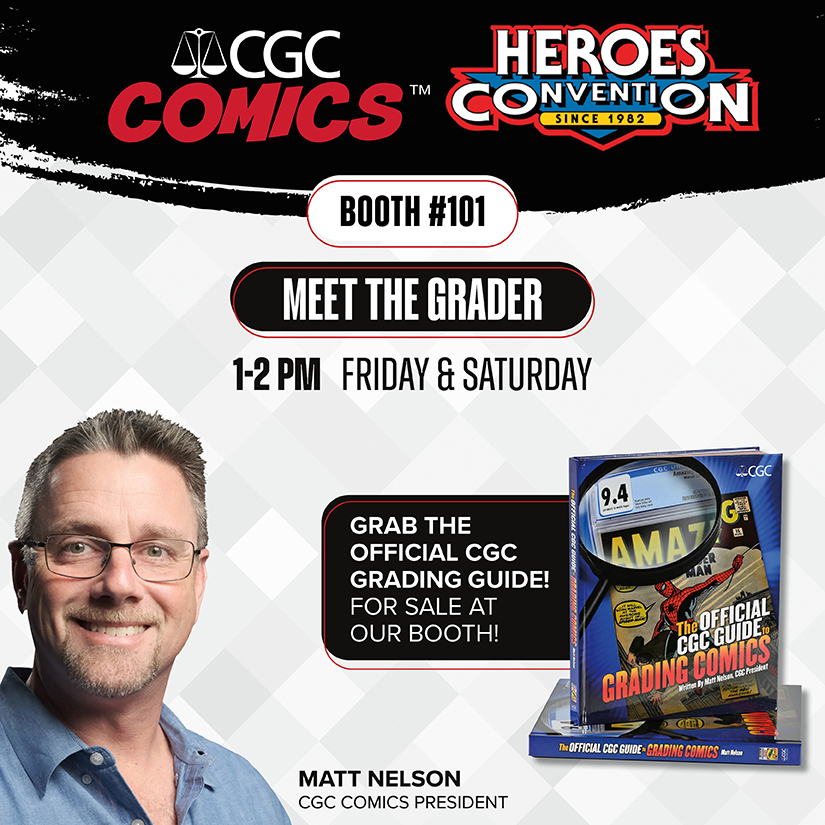 CGCComics's tweet photo. #CGC, @CGCSigSeries, @CGCCards, @cgcvideogames and @CGCHomeVideo are excited for @heroesonline Con in #NorthCarolina popping off June 14-16. 🔥 Hit booth #101 to submit your comics, pulps, cards, games and VHS! Don’t miss ON-SITE GRADING and @JSALOA! https://t.co/EiEa7SeOUQ 🏖️ https://t.co/QBeBc7aOHP