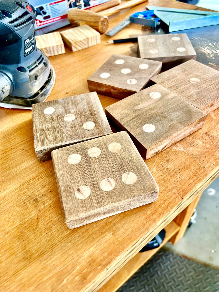 progress on the coasters - sanding is being hampered by my natural aversion to hard or annoying work