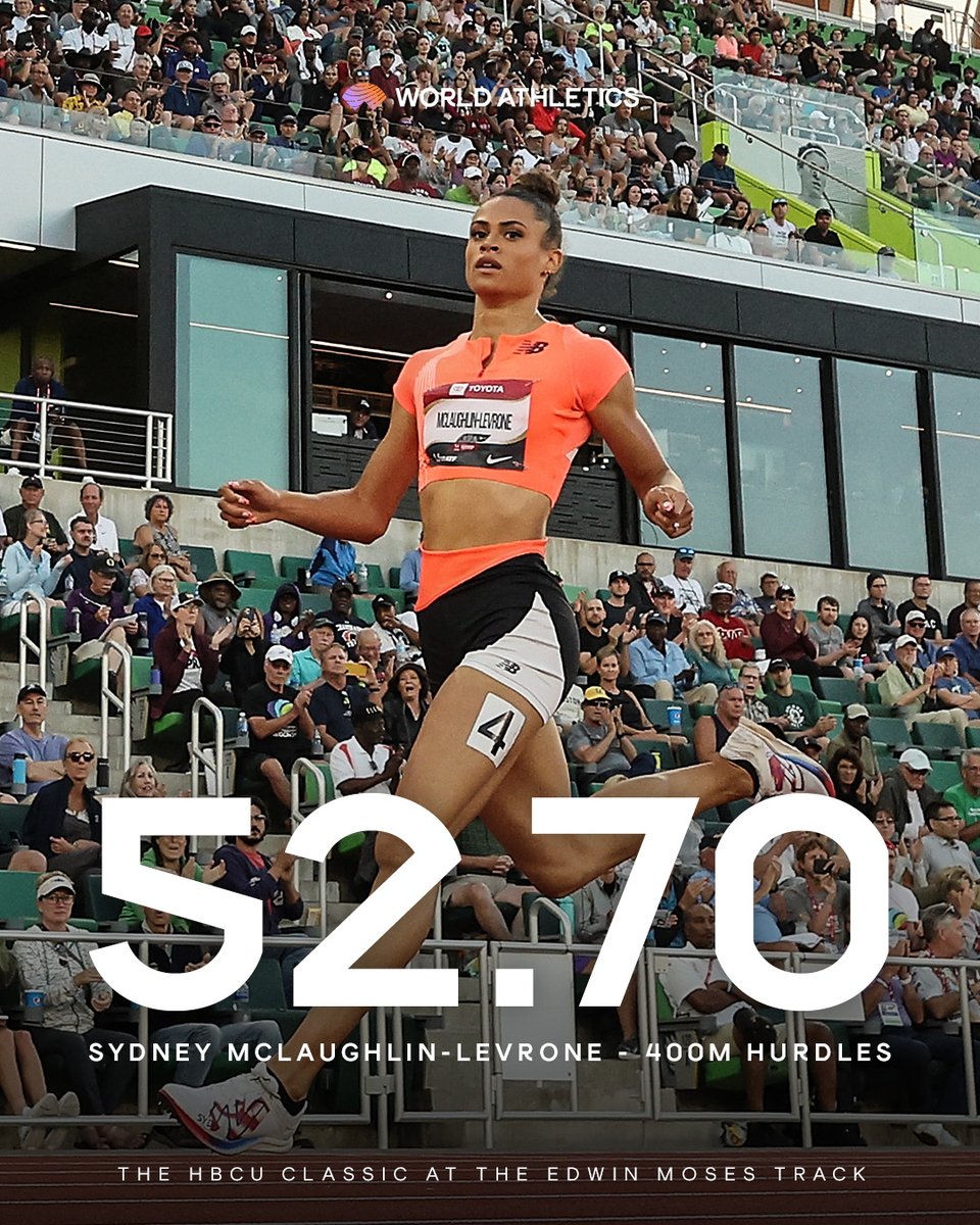 World lead ‼️ @GoSydGo powers to a world-leading 52.70 in her first 400m hurdles since August 2022.